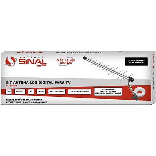 Antena Digital para TV SL-2800K UHF Prata