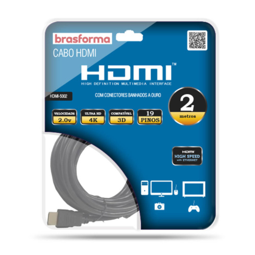 Cabo HDMI 1.4 4K 3D 1080P 2m