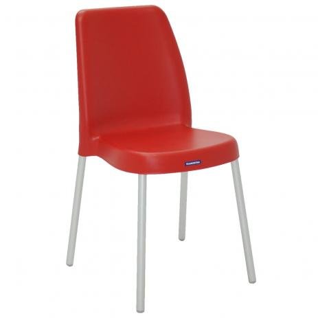 Cadeira Tramontina Vanda com Pernas de Alum. Anod. Vermelha