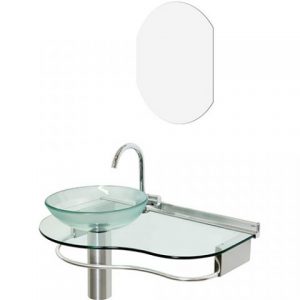 Lavabo Cris-Metal Cris-Glass Agua Marinha 70×45,5 com Espelho