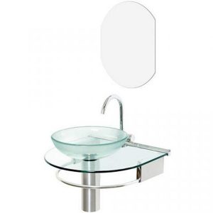 Lavabo Cris-Metal Cris-Glass Jade 50×45,5 com Espelho
